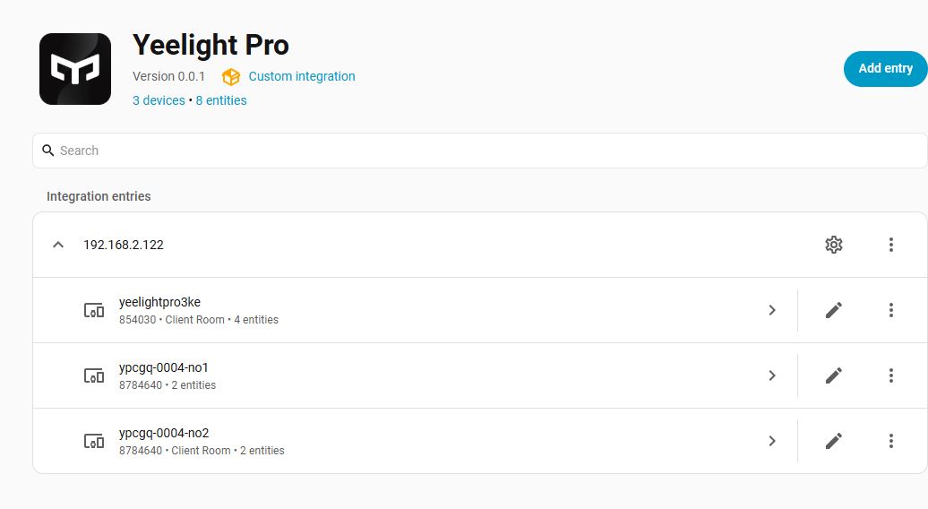 Yeelight pro devices to Home Assistant